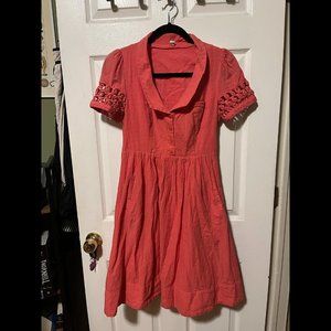 Maeve Anthropologie salmon coral pink shirt dress sz 6